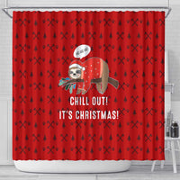 Sloth Chill Out Christmas Shower Curtain Xmas Holiday Patterns - Wonder Print Shop