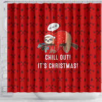 Sloth Chill Out Christmas Shower Curtain Xmas Holiday Patterns - Wonder Print Shop