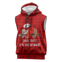 Sloth Chill Out Christmas Sleeveless Zip Hoodie Xmas Holiday Patterns - Wonder Print Shop