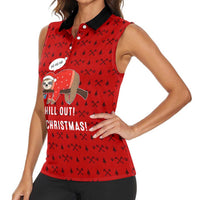 Sloth Chill Out Christmas Women Sleeveless Polo Shirt Xmas Holiday Patterns - Wonder Print Shop