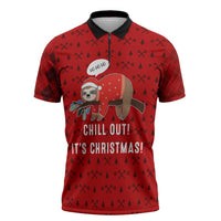 Sloth Chill Out Christmas Zipper Polo Shirt Xmas Holiday Patterns - Wonder Print Shop