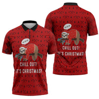 Sloth Chill Out Christmas Zipper Polo Shirt Xmas Holiday Patterns - Wonder Print Shop