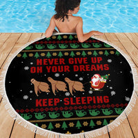 Sloth Keep Sleeping Christmas Beach Blanket Xmas Holiday Patterns - Wonder Print Shop