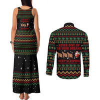 Sloth Keep Sleeping Christmas Couples Matching Tank Maxi Dress and Long Sleeve Button Shirt Xmas Holiday Patterns - Wonder Print Shop