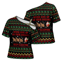 Sloth Keep Sleeping Christmas Cross Shoulder Shirt Xmas Holiday Patterns - Wonder Print Shop