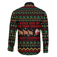 Sloth Keep Sleeping Christmas Family Matching Off The Shoulder Long Sleeve Dress and Hawaiian Shirt Xmas Holiday Patterns - Wonder Print Shop