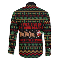 Sloth Keep Sleeping Christmas Family Matching Short Sleeve Bodycon Dress and Hawaiian Shirt Xmas Holiday Patterns - Wonder Print Shop