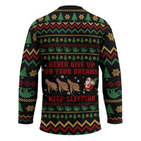 Sloth Keep Sleeping Christmas Hockey Jersey Xmas Holiday Patterns - Wonder Print Shop