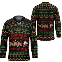 Sloth Keep Sleeping Christmas Hockey Jersey Xmas Holiday Patterns - Wonder Print Shop