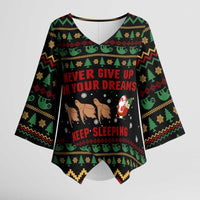 Sloth Keep Sleeping Christmas Kimono Sleeve Blouse Xmas Holiday Patterns - Wonder Print Shop