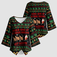 Sloth Keep Sleeping Christmas Kimono Sleeve Blouse Xmas Holiday Patterns - Wonder Print Shop