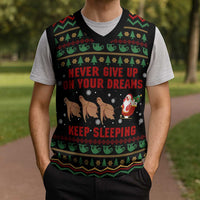 Sloth Keep Sleeping Christmas Knitted V-Neck Vest Xmas Holiday Patterns - Wonder Print Shop