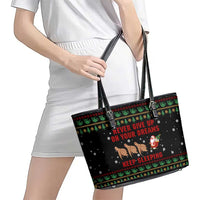 Sloth Keep Sleeping Christmas Leather Tote Bag Xmas Holiday Patterns - Wonder Print Shop