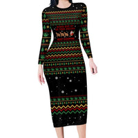 Sloth Keep Sleeping Christmas Long Sleeve Bodycon Dress Xmas Holiday Patterns - Wonder Print Shop