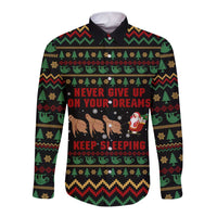Sloth Keep Sleeping Christmas Long Sleeve Button Shirt Xmas Holiday Patterns - Wonder Print Shop