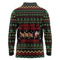 Sloth Keep Sleeping Christmas Long Sleeve Polo Shirt Xmas Holiday Patterns - Wonder Print Shop