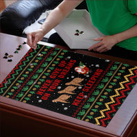 Sloth Keep Sleeping Christmas Puzzle Xmas Holiday Patterns - Wonder Print Shop