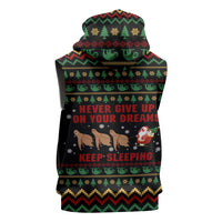 Sloth Keep Sleeping Christmas Sleeveless Zip Hoodie Xmas Holiday Patterns - Wonder Print Shop