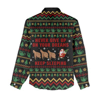Sloth Keep Sleeping Christmas Women Casual Shirt Xmas Holiday Patterns - Wonder Print Shop