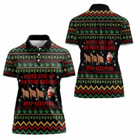 Sloth Keep Sleeping Christmas Women Polo Shirt Xmas Holiday Patterns - Wonder Print Shop