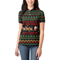Sloth Keep Sleeping Christmas Women Polo Shirt Xmas Holiday Patterns - Wonder Print Shop