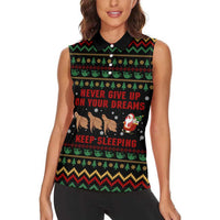 Sloth Keep Sleeping Christmas Women Sleeveless Polo Shirt Xmas Holiday Patterns - Wonder Print Shop