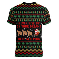 Sloth Keep Sleeping Christmas Women V-Neck T-Shirt Xmas Holiday Patterns - Wonder Print Shop