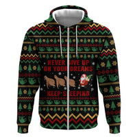 Sloth Keep Sleeping Christmas Zip Hoodie Xmas Holiday Patterns - Wonder Print Shop
