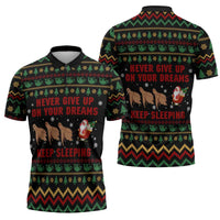 Sloth Keep Sleeping Christmas Zipper Polo Shirt Xmas Holiday Patterns - Wonder Print Shop