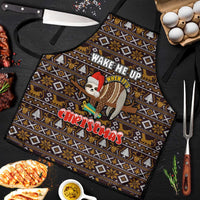 Sloth Wake Me Up Christmas Apron Xmas Holiday Patterns - Wonder Print Shop