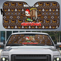 Sloth Wake Me Up Christmas Auto Sun Shade Xmas Holiday Patterns - Wonder Print Shop