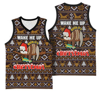 Sloth Wake Me Up Christmas Basketball Jersey Xmas Holiday Patterns - Wonder Print Shop