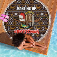 Sloth Wake Me Up Christmas Beach Blanket Xmas Holiday Patterns - Wonder Print Shop