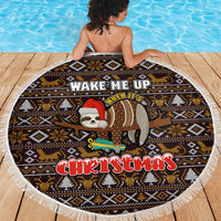 Sloth Wake Me Up Christmas Beach Blanket Xmas Holiday Patterns - Wonder Print Shop