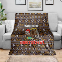Sloth Wake Me Up Christmas Blanket Xmas Holiday Patterns - Wonder Print Shop