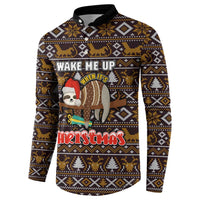 Sloth Wake Me Up Christmas Button Sweatshirt Xmas Holiday Patterns - Wonder Print Shop