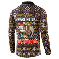 Sloth Wake Me Up Christmas Button Sweatshirt Xmas Holiday Patterns - Wonder Print Shop