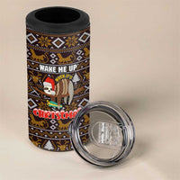 Sloth Wake Me Up Christmas 4 in 1 Can Cooler Tumbler Xmas Holiday Patterns - Wonder Print Shop