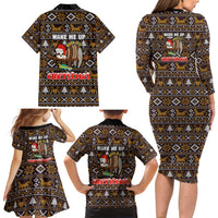 Sloth Wake Me Up Christmas Family Matching Long Sleeve Bodycon Dress and Hawaiian Shirt Xmas Holiday Patterns - Wonder Print Shop
