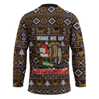 Sloth Wake Me Up Christmas Hockey Jersey Xmas Holiday Patterns - Wonder Print Shop