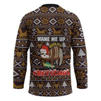 Sloth Wake Me Up Christmas Hockey Jersey Xmas Holiday Patterns - Wonder Print Shop