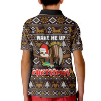 Sloth Wake Me Up Christmas Kid Polo Shirt Xmas Holiday Patterns - Wonder Print Shop