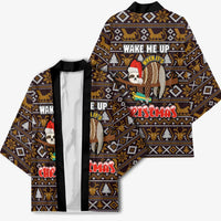 Sloth Wake Me Up Christmas Kimono Xmas Holiday Patterns - Wonder Print Shop
