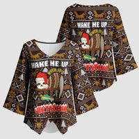 Sloth Wake Me Up Christmas Kimono Sleeve Blouse Xmas Holiday Patterns - Wonder Print Shop