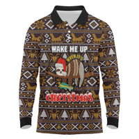 Sloth Wake Me Up Christmas Long Sleeve Polo Shirt Xmas Holiday Patterns - Wonder Print Shop