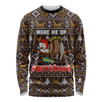 Sloth Wake Me Up Christmas Long Sleeve Shirt Xmas Holiday Patterns - Wonder Print Shop