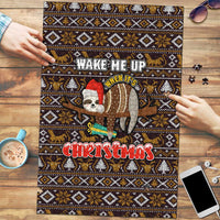 Sloth Wake Me Up Christmas Puzzle Xmas Holiday Patterns - Wonder Print Shop