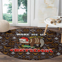 Sloth Wake Me Up Christmas Round Carpet Xmas Holiday Patterns - Wonder Print Shop