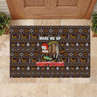 Sloth Wake Me Up Christmas Rubber Doormat Xmas Holiday Patterns - Wonder Print Shop