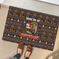 Sloth Wake Me Up Christmas Rubber Doormat Xmas Holiday Patterns - Wonder Print Shop